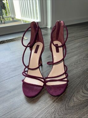 Women's Strappy High Heel Sandals in Burgundy